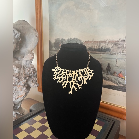 Enamel Coral Bib Necklace - Picture 12 of 13